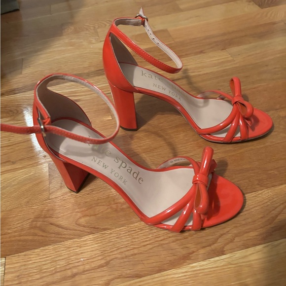 Kate Spade Bold Red Heels with Bow - Picture 2 of 4